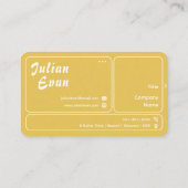 Carte De Visite Modern Retro Mustard Yellow Chic Hello (Dos)