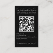 Carte De Visite Modern Review Request with QR Code And Photo Black (Dos)