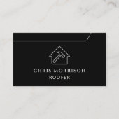 Carte De Visite Modern Roofing Roofer Company Black (Devant)