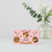 Carte De Visite Modern Rose Ajouter Photos et Monogrammes Boulange (Debout devant)