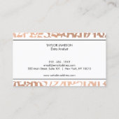 Carte De Visite Modern Rose Gold Data Analyst (Dos)