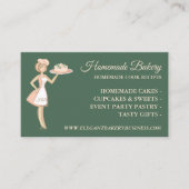 Carte De Visite Modern Sage Green Bakery Woman Cake Service (Devant)
