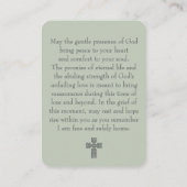 Carte De Visite Modern Sage Green Cross Funeral Prayer Card (Dos)