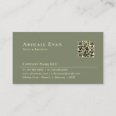 Carte De Visite Modern Sage Green Gold Feather Logo Notary Service (Dos)