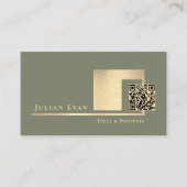 Carte De Visite Modern Sage Green Scannable QR Code Minimalistic (Devant)