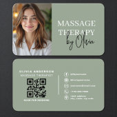Carte De Visite Modern Sage Green Wellness Spa Therapist