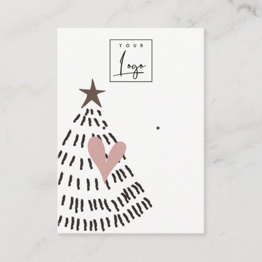 Carte De Visite Modern Scandi Christmas Tree Heart Earring Logo (Devant)