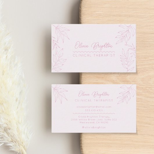 Carte De Visite Modern Script Pale Blush Pink Therapist