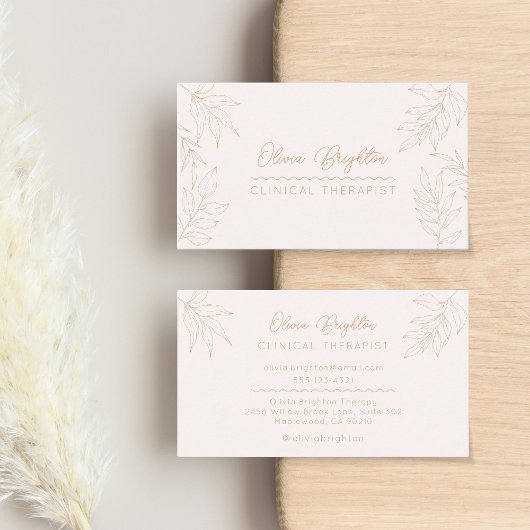 Carte De Visite Modern Script Pale Tan Peach Therapist