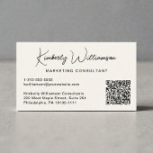 Carte De Visite Modern Script QR Code Professional