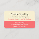 Carte De Visite Modern Senior Caregiver Home Help (Devant)