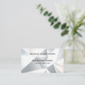 Carte De Visite Modern Silver Geometric (Debout devant)