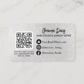 Carte De Visite Modern Silver Makeup Photo QR Code Logo (Dos)