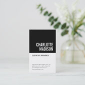Carte De Visite Modern Simple Black White Trendy Minimalist Plain  (Debout devant)