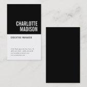 Carte De Visite Modern Simple Black White Trendy Minimalist Plain  (Devant / Derrière)