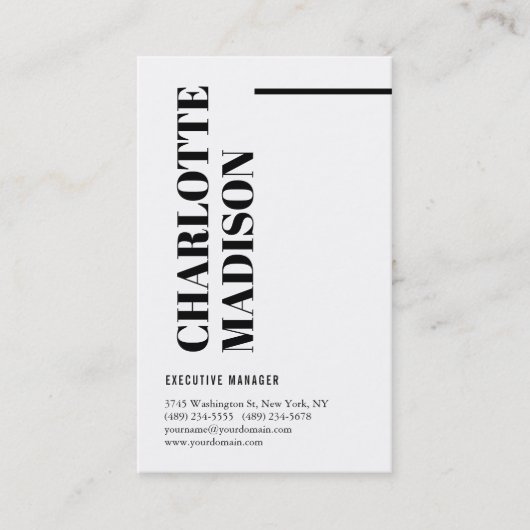 Carte De Visite Modern Simple Black White Trendy Minimalist Plain  (Devant)
