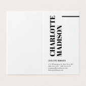 Carte De Visite Modern Simple Black White Trendy Minimalist Plain  (Extérieur déplié)