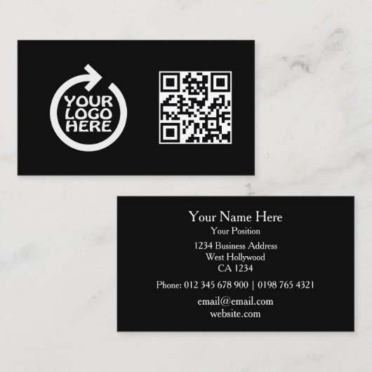 Carte De Visite Modern Simple Logo Professional with QR Code (Devant / Derrière)