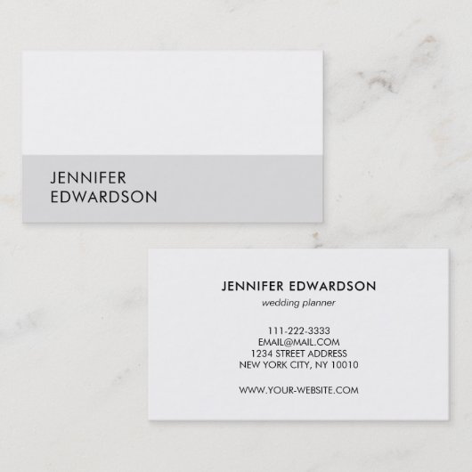 Carte De Visite Modern simple minimalist white gray professional (Devant / Derrière)