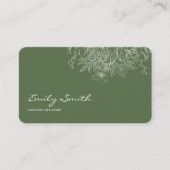 Carte De Visite Modern Simple Olive Green Flower Line Art QRCode (Devant)