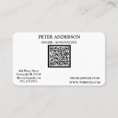 Carte De Visite Modern Simple Singer Musician Photography (Dos)