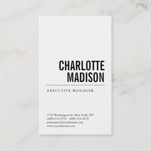 Carte De Visite Modern Simple White Trendy Minimalist Plain  (Devant)