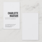 Carte De Visite Modern Simple White Trendy Minimalist Plain  (Devant / Derrière)