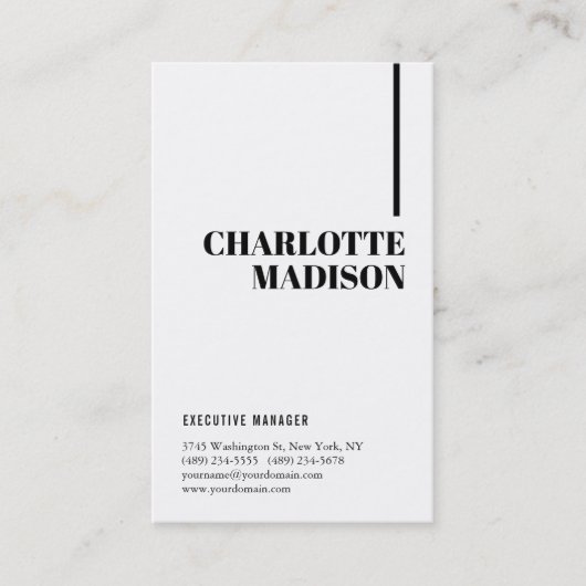 Carte De Visite Modern Simple White Trendy Minimalist Plain  (Devant)
