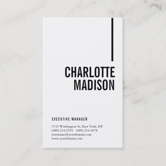 Carte De Visite Modern Simple White Trendy Minimalist Plain  (Devant)