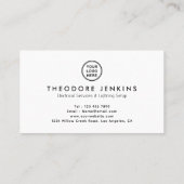 Carte De Visite Modern Sleek Black Electrician QR Code Logo (Dos)