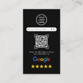 Carte De Visite Modern Sleek Black Google Review QR Code (Devant)