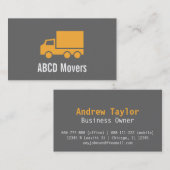 Carte De Visite Modern, Sleek, Chic, Mover Company, camion orange (Devant / Derrière)