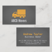 Carte De Visite Modern, Sleek, Chic, Mover Company, camion orange (Devant / Derrière)