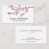 Carte De Visite Modern Spring Cherry Blossom Professional  (Devant / Derrière)