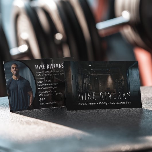 Carte De Visite Modern Strength Training Fitness Coach Personal