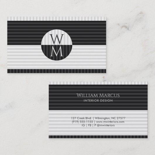 Carte De Visite Modern Striped Contrast (Devant / Derrière)