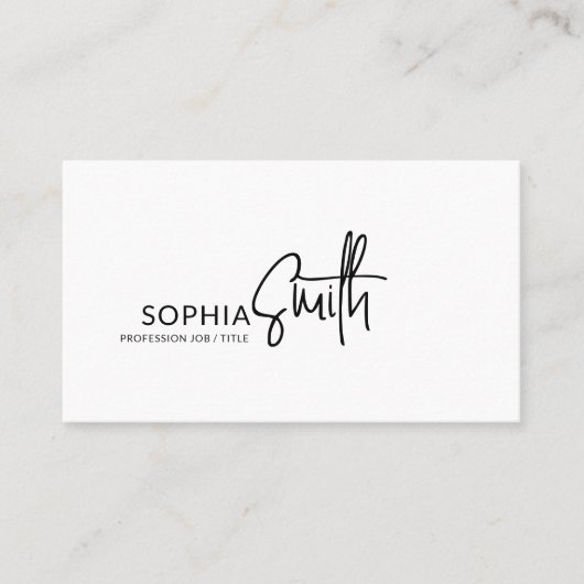 Carte De Visite Modern Stylish Black & White Handwritten Script (Devant)