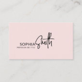 Carte De Visite Modern Stylish Blush Pink Handwritten Script (Devant)