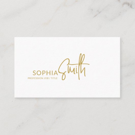 Carte De Visite Modern Stylish Golden Brown Handwritten Script (Devant)