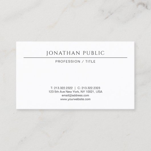 Carte De Visite Modern Stylish Minimal Professional Template Cute (Devant)