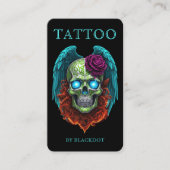 Carte De Visite Modern Tattoo Studio Winged Skull Gothic Tattooist (Devant)