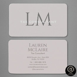 Carte De Visite Modern Taupe Gray Monogram Business Card