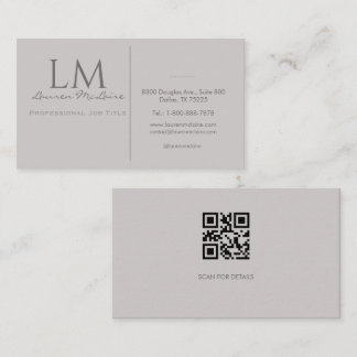Carte De Visite Modern Taupe Gray QR Code Business Branding
