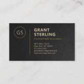 Carte De Visite Modern Tax Preparer CPA Faux Leather Black Gold (Devant)