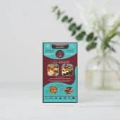 Carte De Visite Modern Teal Burgundy Bakery Logo and QR Code   (Debout devant)