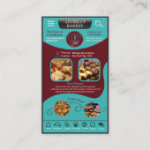 Carte De Visite Modern Teal Burgundy Bakery Logo and QR Code   (Devant)