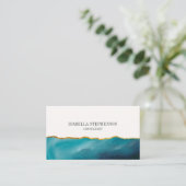 Carte De Visite Modern Teal Green Gold Foil Minimalist  (Debout devant)