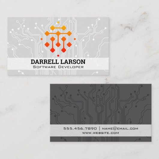 Carte De Visite Modern Tech Logo | AI Computer Chip (Devant / Derrière)