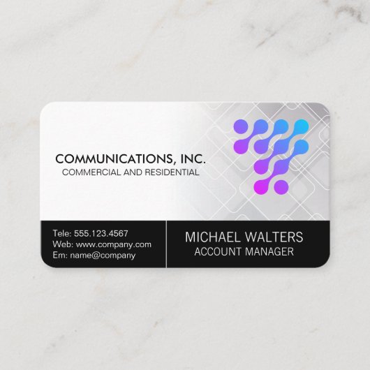 Carte De Visite Modern Tech Logo | Communications Start Up (Devant)