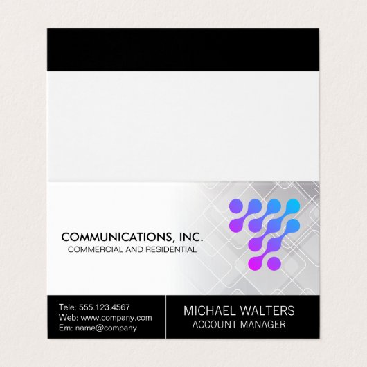 Carte De Visite Modern Tech Logo | Communications Start Up (Extérieur déplié)